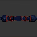 3D Rendered Medieval Sword With Blue Blade Red Accents And Cross Shaped Hilt