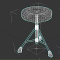 Modern Stool With Gray Padded Round Seat And Three Legged Metal Frame