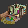 Traditional Japanese Cottage Featuring Onsen Garden With Wooden Fence And Stone Decorations