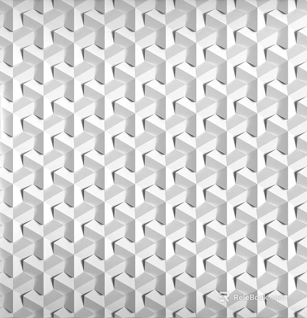 White and Gray Hexagonal Geometric 3D Pattern Modern Wall Decor 3d model 