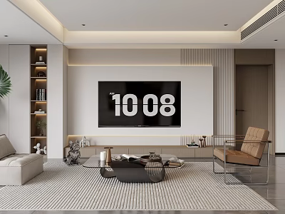 Modern Living Dining Room Interior Design With Sofa TV Coffee Table And Decor 3d model