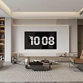 Modern Living Dining Room Interior Design With Sofa TV Coffee Table And Decor