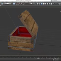 Open Wooden Storage Box for Hardware Tools with Red Diamond Lining and Metal Clasps