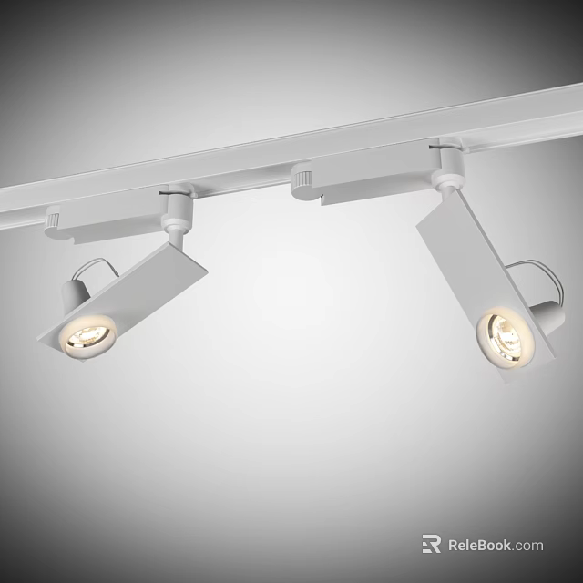 Modern Track Mounted Downlights And Spotlights With White Sleek Design And Warm Lighting 3d model 