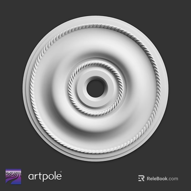 Elegant Ornamental Ceiling Medallion with Spiral Patterns and Concentric Rings 3d model 