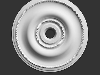 Elegant Ornamental Ceiling Medallion with Spiral Patterns and Concentric Rings 3d model