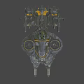 Futuristic Sci Fi Spaceship With Dark Exterior Yellow Accents And Control Panels