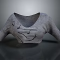 Gray Casual Crop Top Featuring Music Notes And Smiley Face Design