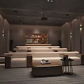 Modern Home Theater Interior With Large Screen Projector And Comfortable Seating Lighting 3d model