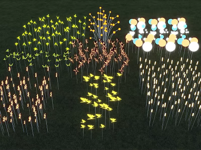 Outdoor Lights For Garden Lawn With Flower Shaped Design And Warm Yellow White Glow 3d model