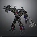 Detailed 3D Mechanical Robot Character With Silver Armor Red Blue Accents And Weapon Standing