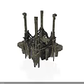 Ornate Scene Component With Intricate Stone Pillars And Decorative Framework