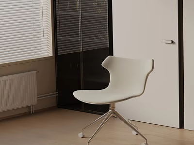 Modern White Office Chair With Ergonomic Design Minimalist Office Interior Metal Base and Comfortable Seat 3d model