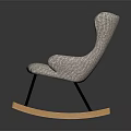 Modern Gray Upholstered Rocking Chair With Wooden Rocking Legs And Comfortable Design