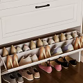 White Shoe Cabinet With Drawers Decorations And Shoes Near Sofa Floor Lamp And Rug