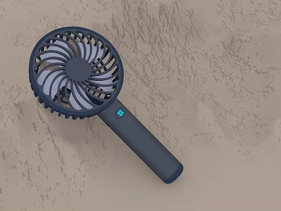 Handheld Portable Air Cooler Fan Featuring Dark Color Handle And Control Button 3d model