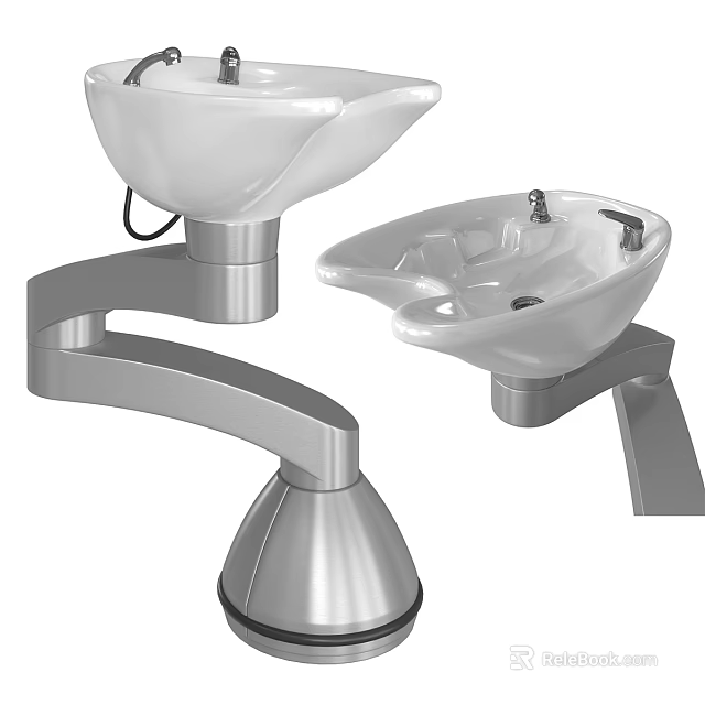 Modern Bathroom Sink With Chrome Metal Stand And White Ceramic Basin 3d model 