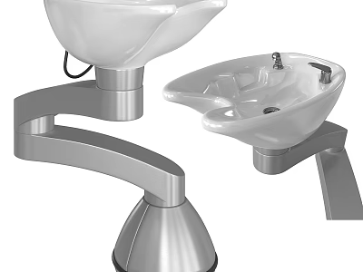 Modern Bathroom Sink With Chrome Metal Stand And White Ceramic Basin 3d model