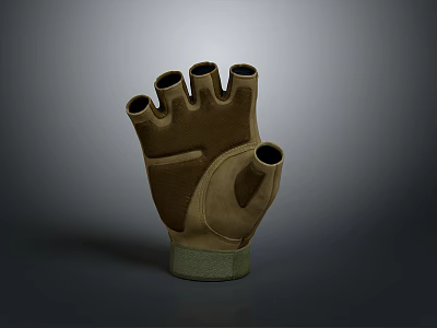 Practical Fingerless Brown And Beige Glove With Reinforced Palm And Comfortable Fit 3d model