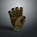 Practical Fingerless Brown And Beige Glove With Reinforced Palm And Comfortable Fit