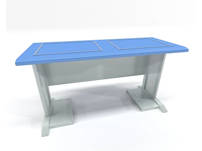 Modern Office Desk With Blue Top And White Legs For Workspace 3d model