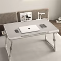 Functional Foldable White Desk with Laptop Mobile Phone Magazine and Desk Lamp