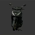 Modern Dark Colored Scooter Motorcycle With Sleek Gold Wheels Design