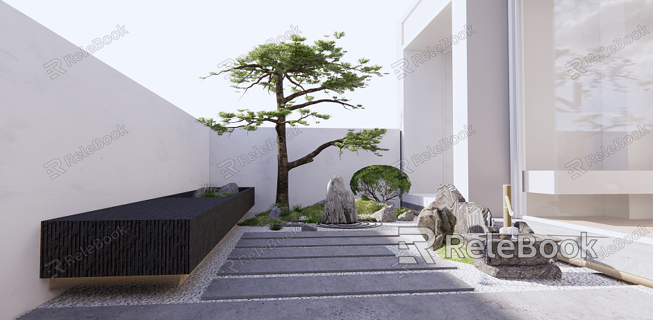 New Chinese Courtyard Zen Courtyard Garden model