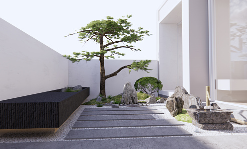 New Chinese Courtyard Zen Courtyard Garden 3d model