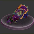 Sleek Sci Fi Vehicle Model In Purple And Orange With Metallic Circular Base