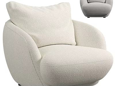 Cream Single Sofa With Soft Cozy Fabric Rounded Arms And Comfortable Backrest 3d model