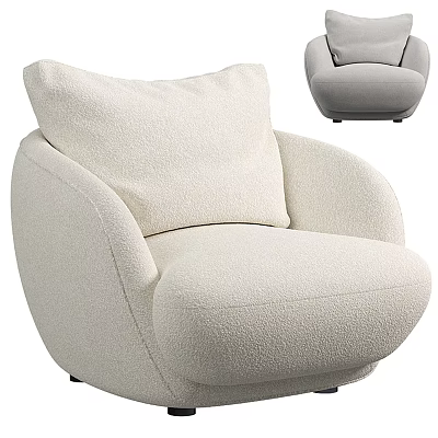 Cream Single Sofa With Soft Cozy Fabric Rounded Arms And Comfortable Backrest 3d model