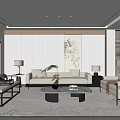 Modern Minimalist Living Room Interior Design With Sofa Coffee Table And Decorative Painting