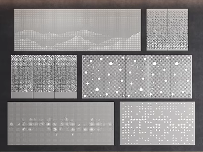 Modern Gray Wall Design With Various Textured Patterns For Interior Decoration 3d model