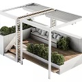 Contemporary Leisure Area Interior With White Frame Gray Sofa Green Plants And Wooden Floor