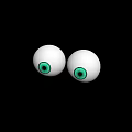 Realistic Human Eyes With White Sclera And Green Pupils On Black Background