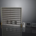 Gray Roller Garage Door Exterior With Control Panel And Side Vents
