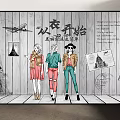 Fashion Illustration Artwork With Stylish Cartoon Characters And Trendy Outfits