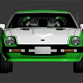 Vintage Green And Silver Two Door Sports Car With Sleek Design And Glossy Exterior
