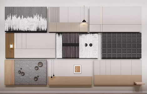 Cement gray background wall parapet wall modeling wall creative art bedroom background wall parapet wall modeling wall combination board living room background wall decorative board 3d model