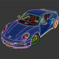 Blue Sports Car Featuring Streamlined Design And Shiny Alloy Wheels On Reflective Surface
