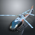Sleek Modern Helicopter In White And Orange With Rotors And Shiny Surface