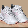 White Casual Sneakers With Pink Accents And Air Cushion Sole For Daily Wear