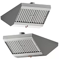 Modern Stove In Kitchen With Silver Striped Range Hood And Contemporary Design