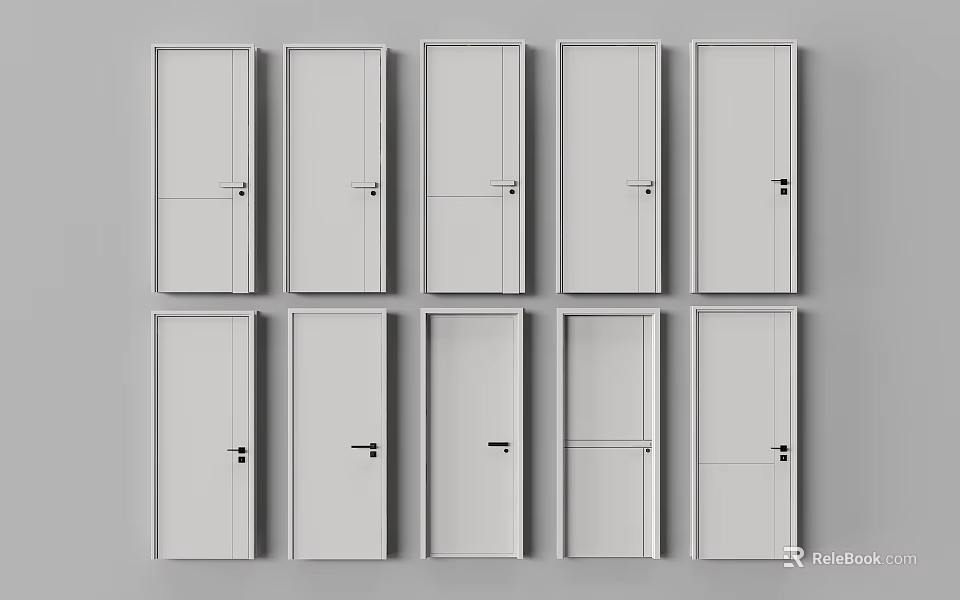 Modern Swing Doors With Simple Design Smooth Surface And Minimal Handles 3d model 