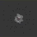 Character On Spiral Shaped Platform With Flying Black Abstract Creatures