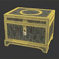 Decorative Box With Colorful Patterns Circular Top Decoration Padlock And Carved Feet