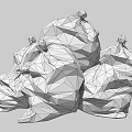 Pile of Full Garbage Bags With Colored Waste Inside On Gray Background