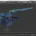 Detailed Futuristic Sci Fi Mechanical Structure With Green Purple Metallic Design