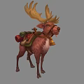 Reptile With Antler Like Horns Carrying Backpack And Bell Decoration Design